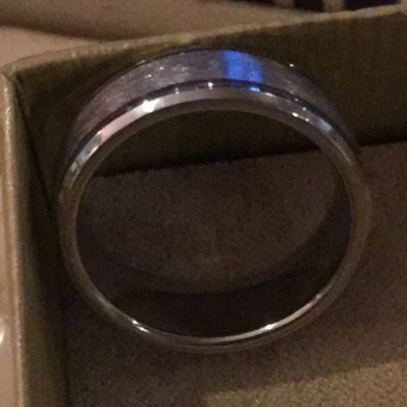 Tungsten men’s wedding band 17 grams of 925 silver size 10 designer - Picture 3 of 3